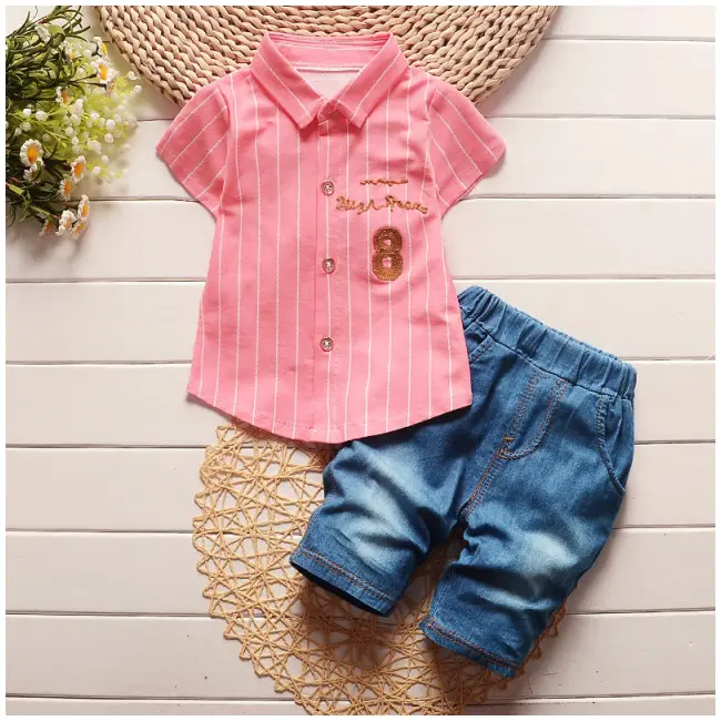 Costumas cu camasa roz neon - MDhq119-31.6-9 luni (Marimea 19 incaltaminte)