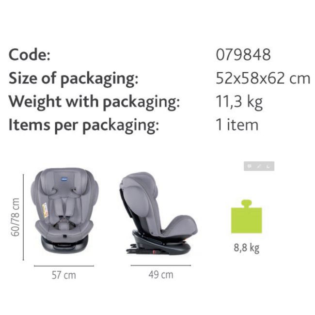 Scaun auto Chicco Unico Isofix rotativ, Jet Black (Negru), Grupa 0+/1/2/3 - CHC79848-8_JET BLACK