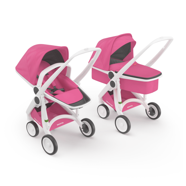 Carucior 2 In 1, Greentom, 100% Ecologic, White Pink KRTABCDWHITEPINK