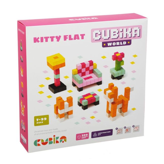 Joc Din Lemn, Set de constructii, Cubika, World Kitty Flat KRT15313