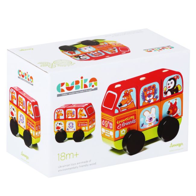 Jucarie din lemn, Cubika, Mini Bus KRT13197