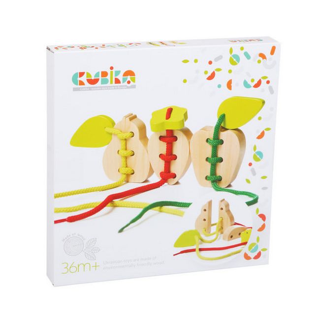 Jucarie Din Lemn Cubika &quot;Joc De Snuruit Fructe&quot; KRT14811