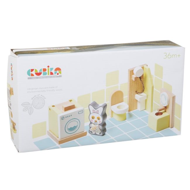 Jucarie Din Lemn Cubika, Set Constructii, My Bathroom; KRT12633