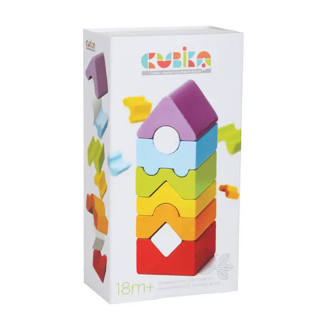 Jucarie Din Lemn Cubika, Set Constructii "Turn" - 8 piese KRT15009
