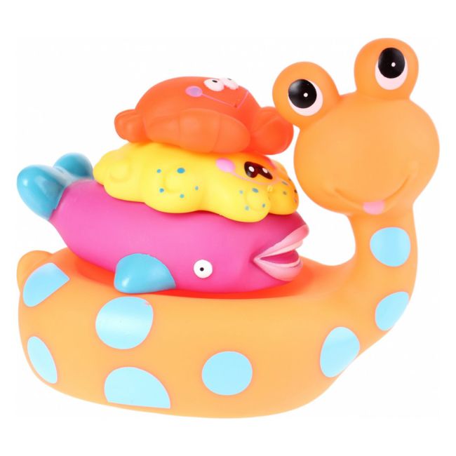 Jucarie de baie Melc cu 3 Animale Marine Eddy Toys Portocaliu ERFED96203-P