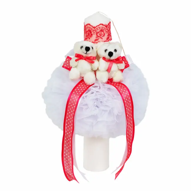 Lumanare de botez cu 2 ursuleti si decor Corai Fetite Denikos&reg; 524 NKO2055