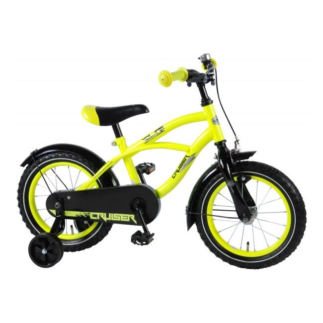 Bicicleta pentru baieti Volare Yellow Cruiser 81419 14 inch cu roti ajutatoare si frana de mana - SOLVOL81419