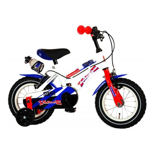 Bicicleta pentru copii Volare Super Children White 91240-IT 12 inch cu roti ajutatoare si frana de mana - SOLVOL91240-IT