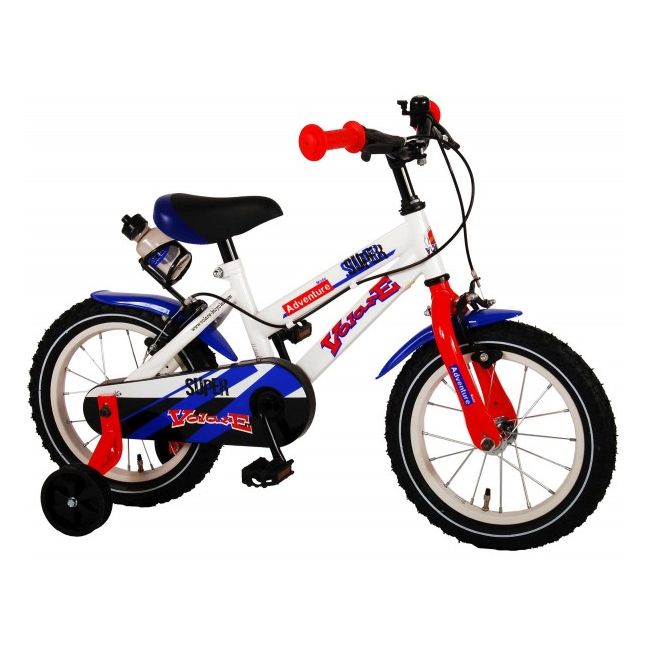Bicicleta pentru copii Volare Super Children White 91436-IT 14 inch cu roti ajutatoare si frana de mana - SOLVOL91436-IT
