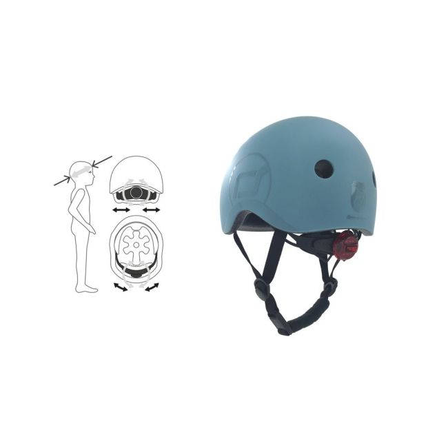 Casca De Protectie Pentru Copii, Sistem De Reglare Magnetic Cu Led, Xxs-s, 45-51 Cm, 1 An+, Steel, Scoot  Ride Pjb96322