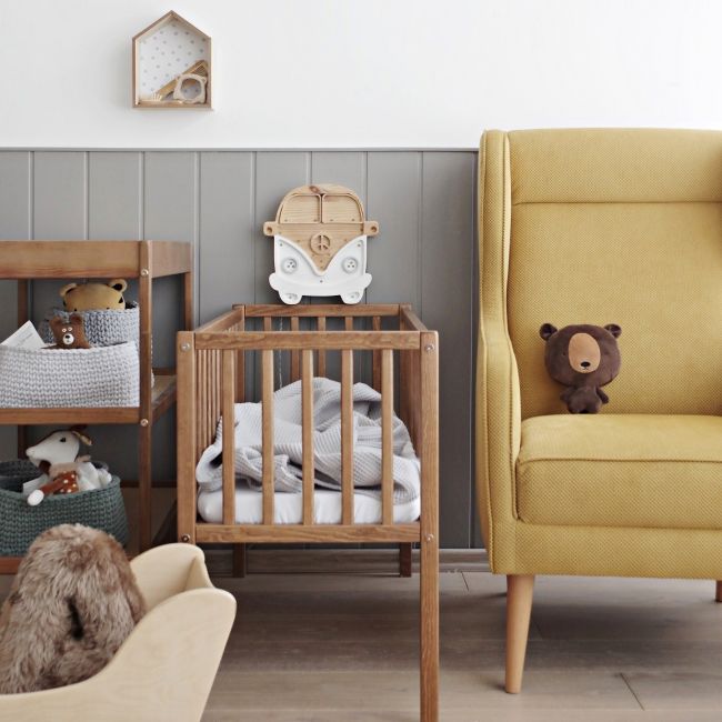 Patut Mic, Co-sleeping Din Lemn, Classic Vintage Cu Saltea Cocos Spuma Cocos 90 X 40 X 7 Cm Pjbbedside_vintage