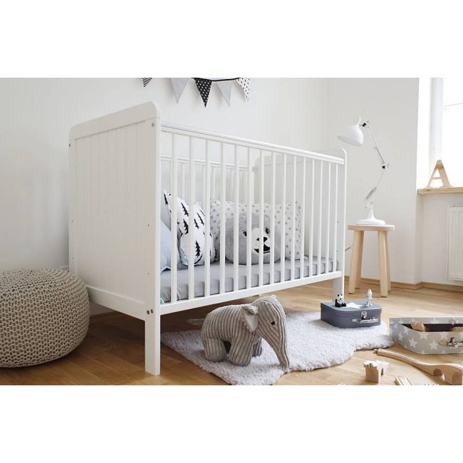 Patut Din Lemn Pentru Bebe, Inaltime Saltea Reglabila, Country Alb 120x60 Cm Pjbcountry_cot_white