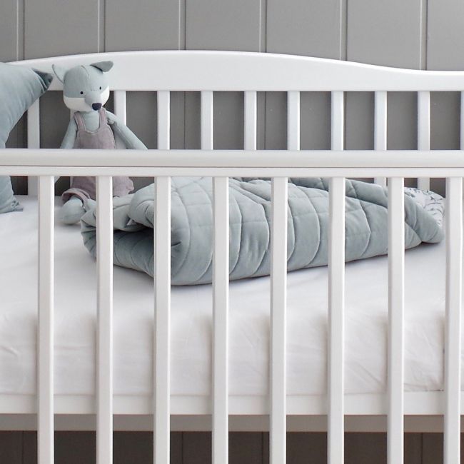 Patut Din Lemn Pentru Bebe, Inaltime Saltea Reglabila, Noble Alb 120x60 Cm Pjbnoble_cot_white