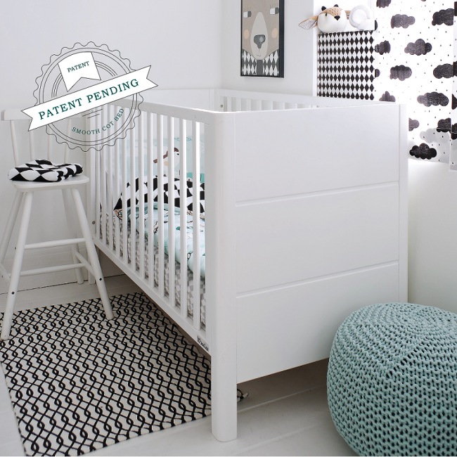 Patut Din Lemn Pentru Bebe, Inaltime Saltea Reglabila, Smooth Alb 120x60 Cm Pjbsmooth_cot_white