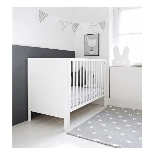 Patut Din Lemn Pentru Bebe, Inaltime Saltea Reglabila, Smooth Alb 120x60 Cm Pjbsmooth_cot_white