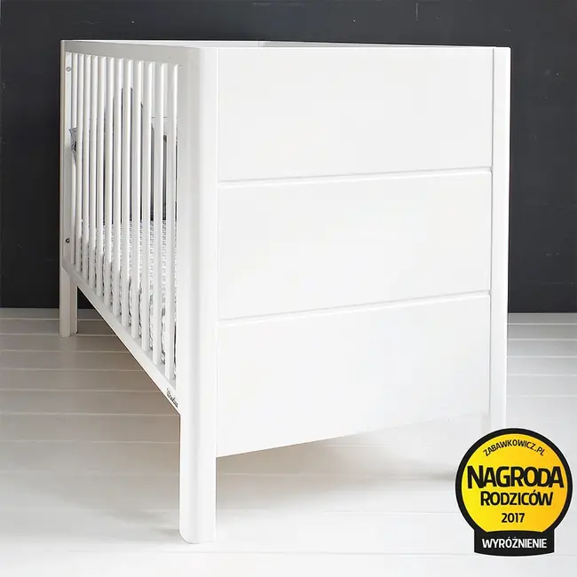 Patut Din Lemn Pentru Bebe, Inaltime Saltea Reglabila, Smooth Alb 120x60 Cm Pjbsmooth_cot_white