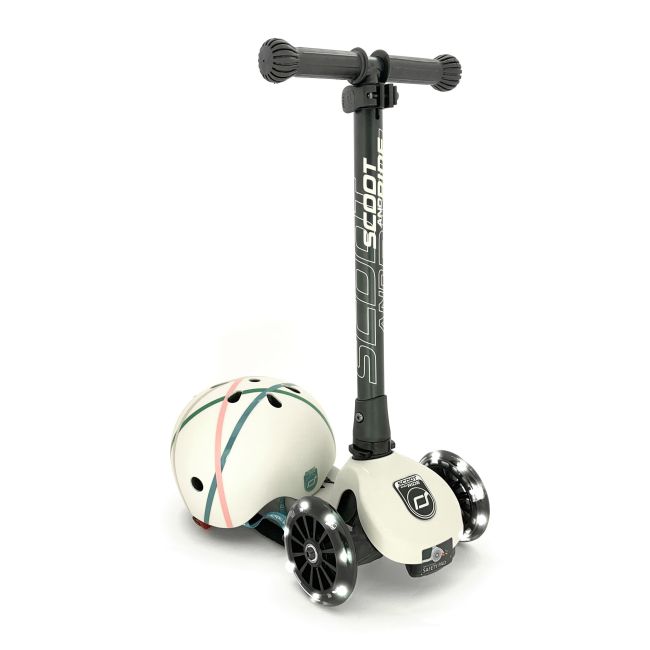 Trotineta Copii Pliabila, Reglabila, Roti Luminoase, Highwaykick 3 Led Ash, 3-6 Ani, Pana La 50 Kg, Scoot  Ride Pjb96344