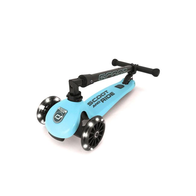 Trotineta Copii Pliabila, Reglabila, Roti Luminoase, Highwaykick 3 Led Blueberry, 3-6 Ani, Pana La 50 Kg, Scoot  Ride Pjb96356