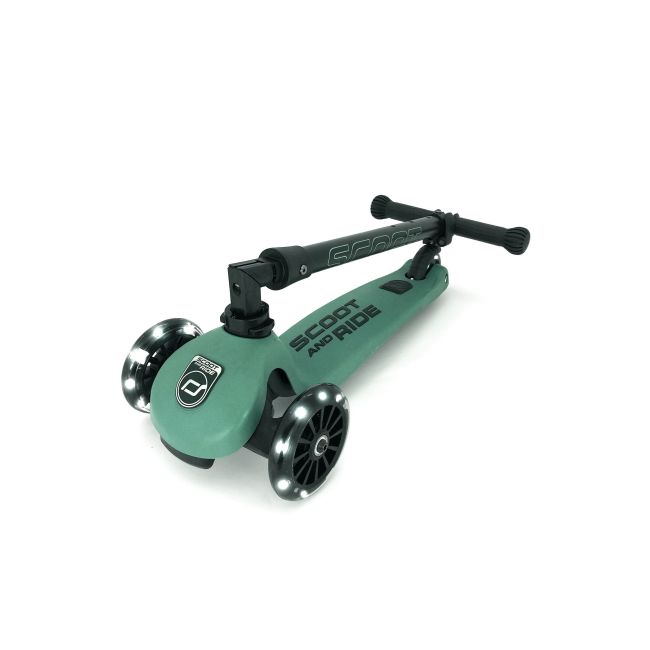 Trotineta Copii Pliabila, Reglabila, Roti Luminoase, Highwaykick 3 Led Forest, 3-6 Ani, Pana La 50 Kg, Scoot  Ride Pjb96345