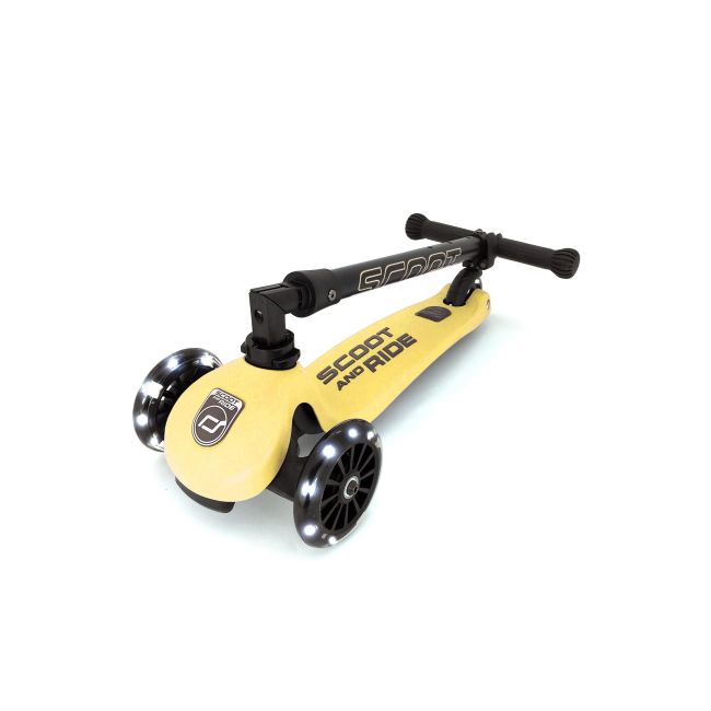 Trotineta Copii Pliabila, Reglabila, Roti Luminoase, Highwaykick 3 Led Lemon, 3-6 Ani, Pana La 50 Kg, Scoot  Ride Pjb96358