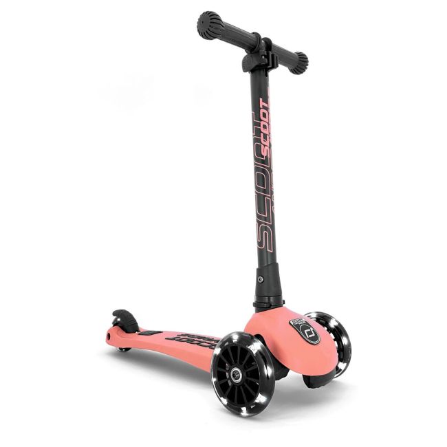 Trotineta Copii Pliabila, Reglabila, Roti Luminoase, Highwaykick 3 Led Peach, 3-6 Ani, Pana La 50 Kg, Scoot  Ride Pjb96357