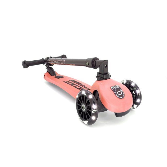Trotineta Copii Pliabila, Reglabila, Roti Luminoase, Highwaykick 3 Led Peach, 3-6 Ani, Pana La 50 Kg, Scoot  Ride Pjb96357