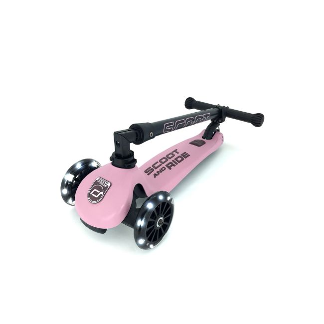 Trotineta Copii Pliabila, Reglabila, Roti Luminoase, Highwaykick 3 Led Rose, 3-6 Ani, Pana La 50 Kg, Scoot  Ride Pjb96346