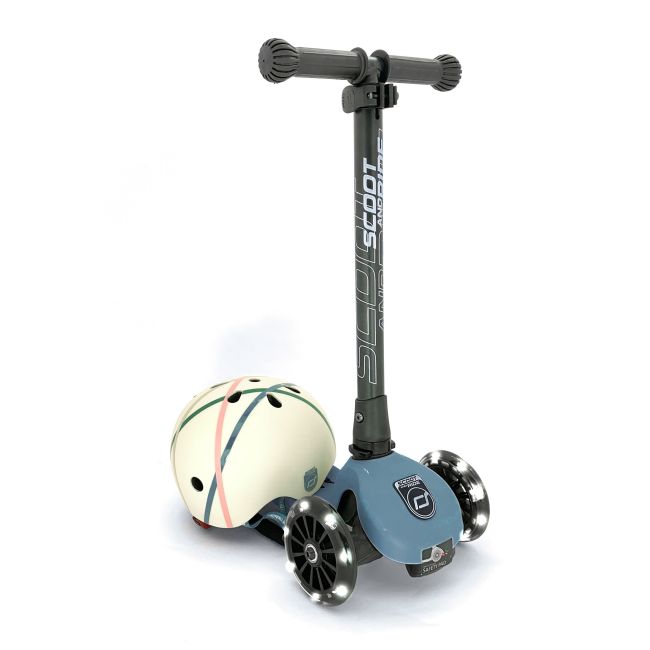 Trotineta Copii Pliabila, Reglabila, Roti Luminoase, Highwaykick 3 Led Steel, 3-6 Ani, Pana La 50 Kg, Scoot  Ride Pjb96347