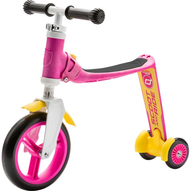 Trotineta Copii 1-4 Ani, Transformabila 2in1, Highwaybaby+ Roz Galben, Scoot And Ride Pjb96194