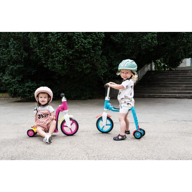 Trotineta Copii 1-4 Ani, Transformabila 2in1, Highwaybaby+ Roz Galben, Scoot And Ride Pjb96194