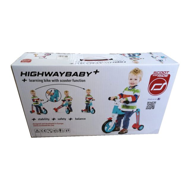 Trotineta Copii 1-4 Ani, Transformabila 2in1, Highwaybaby+ Roz Galben, Scoot And Ride Pjb96194