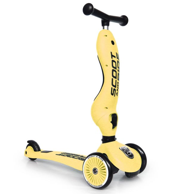 Trotineta Copii Cu Sezut, Transformabila 2in1, Highwaykick 1 Lemon, 1-5 Ani, Pana La 50 Kg, Scoot  Ride Pjb96354