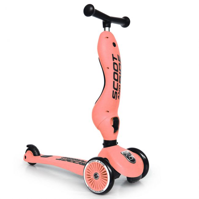 Trotineta Copii Cu Sezut, Transformabila 2in1, Highwaykick 1 Peach, 1-5 Ani, Pana La 50 Kg, Scoot  Ride Pjb96353