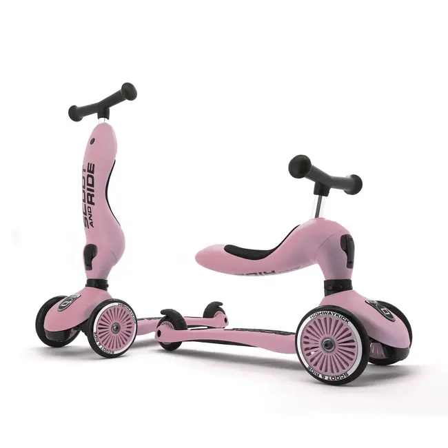 Trotineta Copii Cu Sezut, Transformabila 2in1, Highwaykick 1 Rose, 1-5 Ani, Pana La 50 Kg, Scoot  Ride Pjb96270