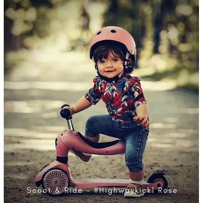 Trotineta Copii Cu Sezut, Transformabila 2in1, Highwaykick 1 Rose, 1-5 Ani, Pana La 50 Kg, Scoot  Ride Pjb96270