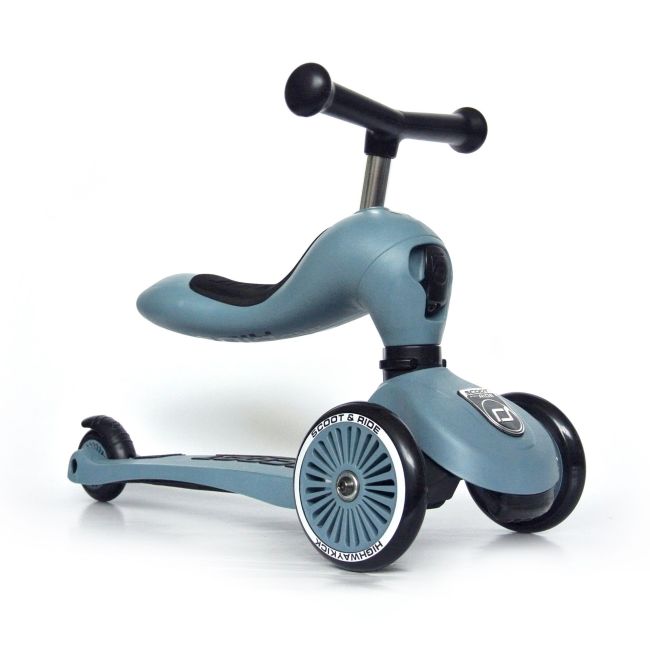 Trotineta Copii Cu Sezut, Transformabila 2in1, Highwaykick 1 Steel, 1-5 Ani, Pana La 50 Kg, Scoot  Ride Pjb96271
