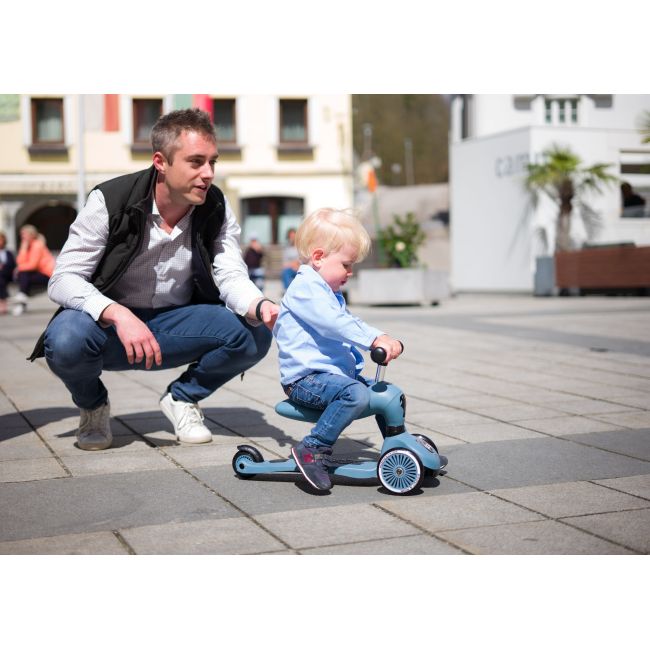 Trotineta Copii Cu Sezut, Transformabila 2in1, Highwaykick 1 Steel, 1-5 Ani, Pana La 50 Kg, Scoot  Ride Pjb96271