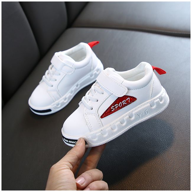 Adidasi albi cu rosu pentru copii - Sport - MDYY-316-1-p26.Marimea 23