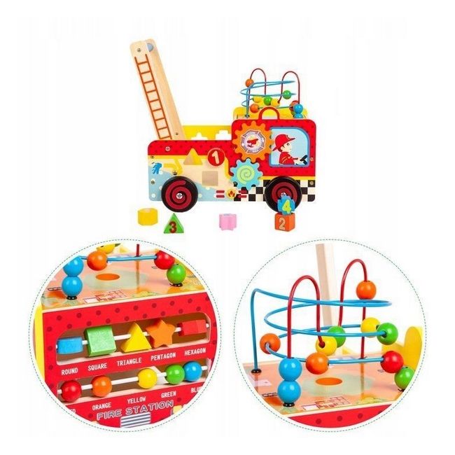 Antemergator educativ pompieri ecotoys hm013238, blocuri, labirint, multicolor edeedihm013238