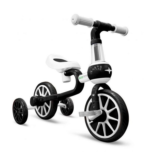 Bicicleta cu roti ajutatoare ecotoys lc-v1311 - alb cu negru edeedilc-v1311white