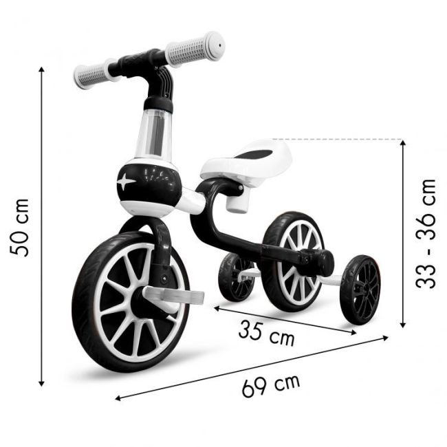 Bicicleta cu roti ajutatoare ecotoys lc-v1311 - alb cu negru edeedilc-v1311white