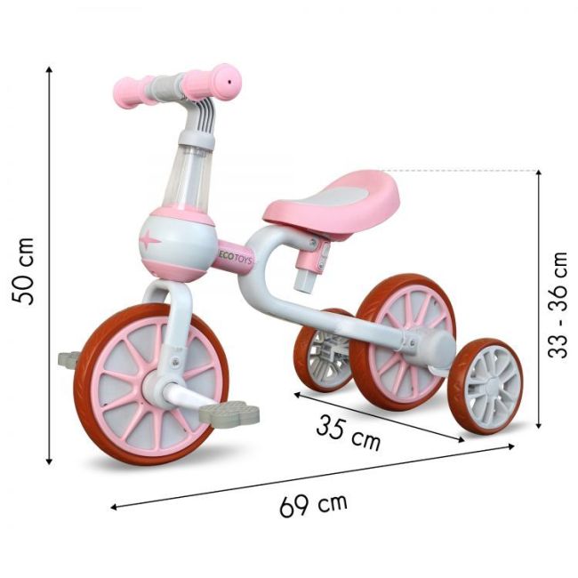 Bicicleta cu roti ajutatoare ecotoys lc-v1311 - roz edeedilc-v1311pink