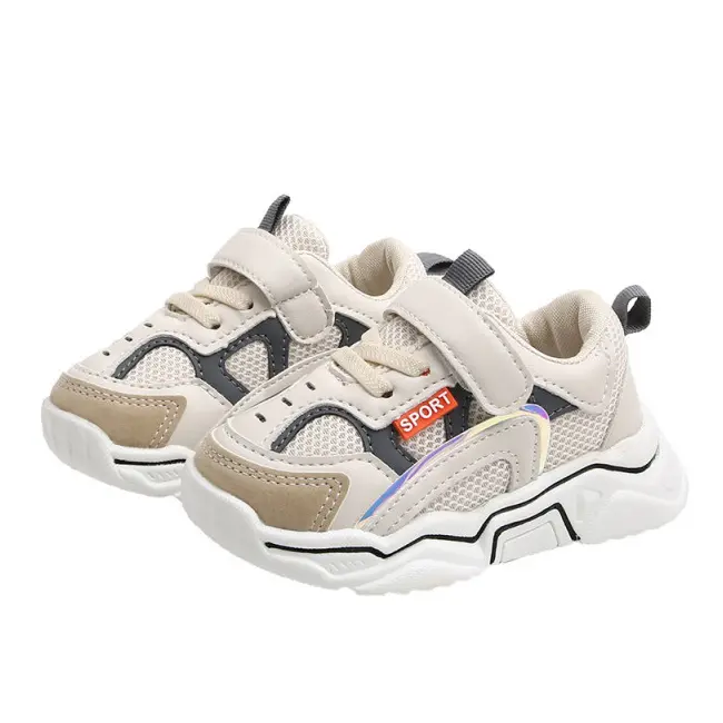 Adidasi albi cu gri petrol si crem MDXZ-6201-2-s1.Marimea 25