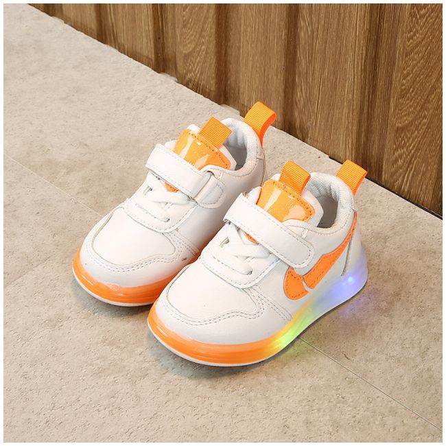 Adidasi albi cu insertie portocaliu neon - MDD-3-4-p27.Marimea 25