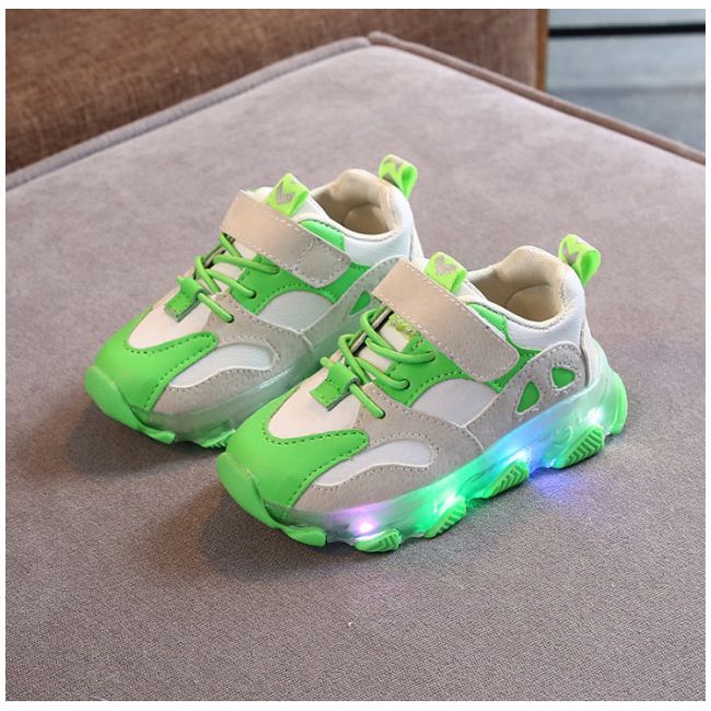 Adidasi albi cu verde neon (Marime Disponibila: Marimea 24) MDH987-1-s1