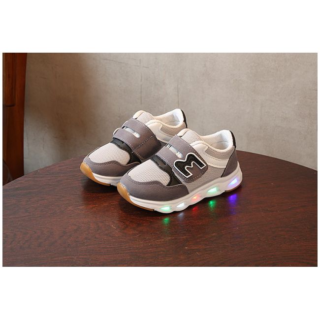 Adidasi baietei in nuante de gri cu luminite MBA-1B-1M-2-bo4.Marimea 26