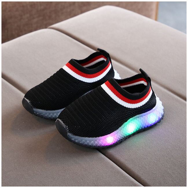 Mocasini tip adidas negri cu luminite - MBF818-2-s1.Marimea 25