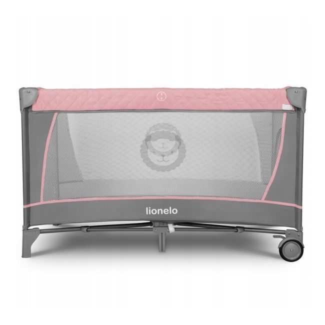 Lionelo - Patut pliant cu doua nivele Flower Cu arcada, 120x60 cm, Roz BYNLO-FLOWER_FLAMINGO