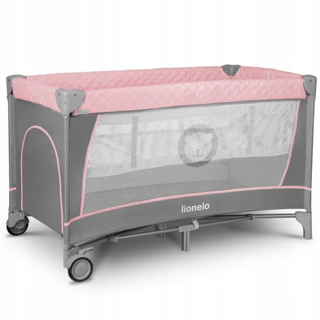 Lionelo - Patut pliant cu doua nivele Flower Cu arcada, 120x60 cm, Roz BYNLO-FLOWER_FLAMINGO