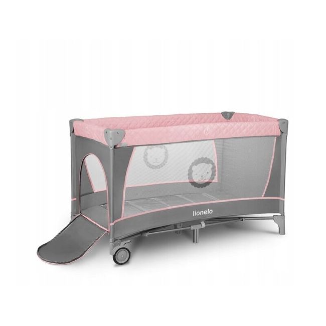 Lionelo - Patut pliant cu doua nivele Flower Cu arcada, 120x60 cm, Roz BYNLO-FLOWER_FLAMINGO